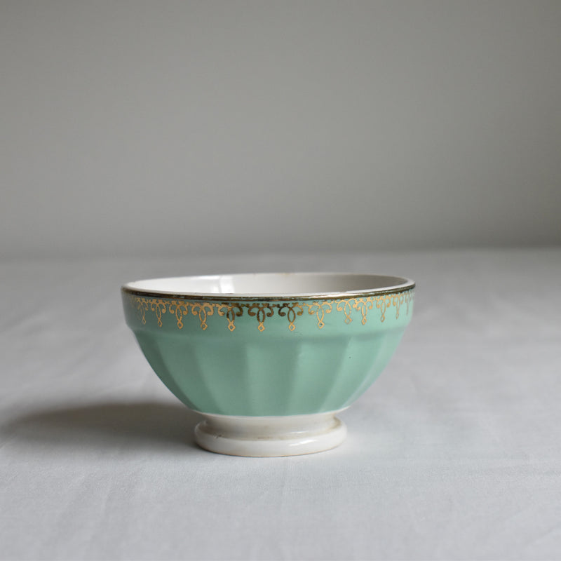Vintage Cafe au Lait Bowl Digoin & Sarreguemines Petit vert