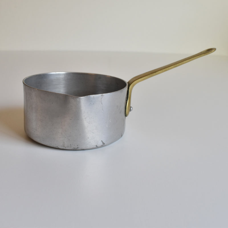 Vintage Aluminum Milk Pan with Brass Handle