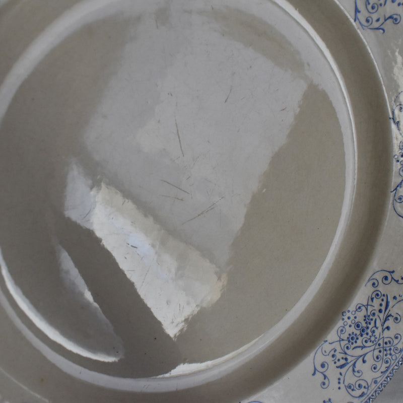 Antique large round plate HBC (choisy) Moustiers