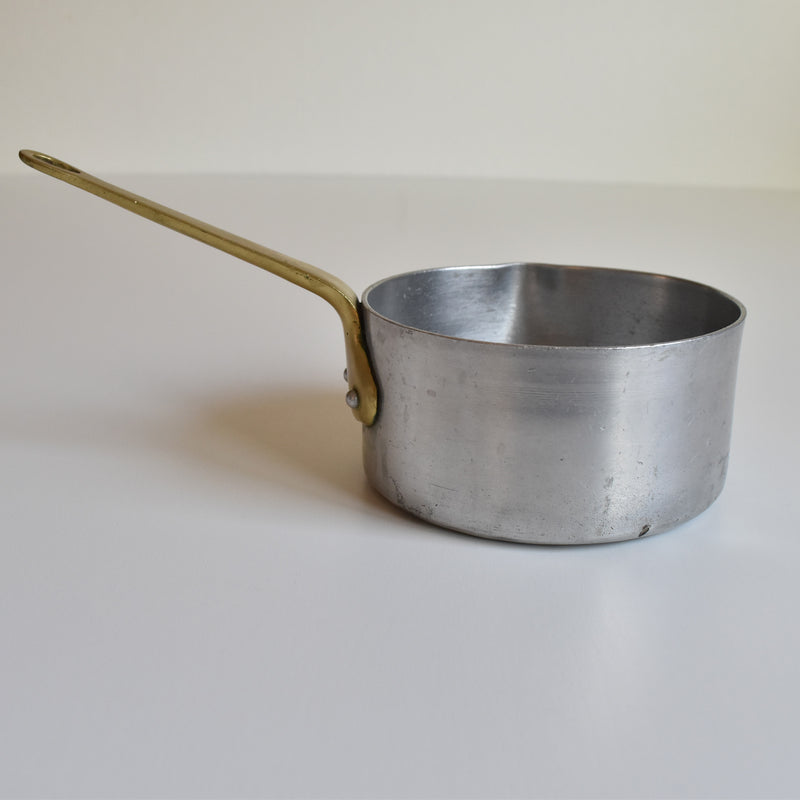 Vintage Aluminum Milk Pan with Brass Handle