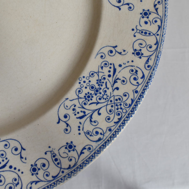 Antique large round plate HBC (choisy) Moustiers