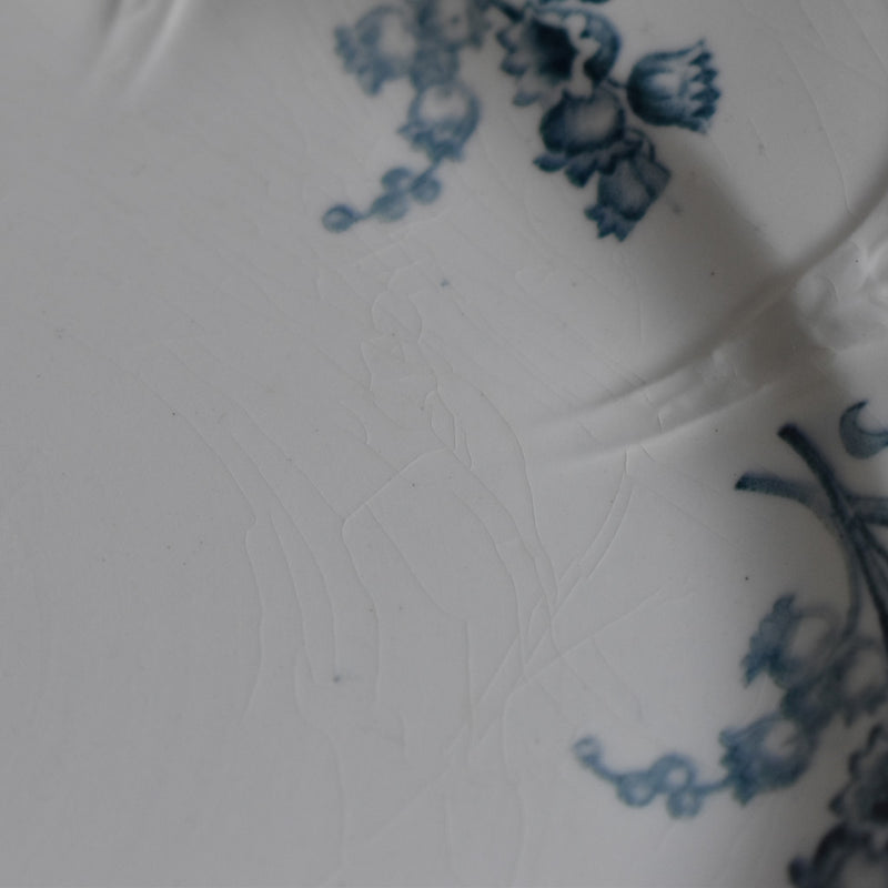 Antique Pedestal Plate, Longwy, Muguet (Lily of the Valley) A