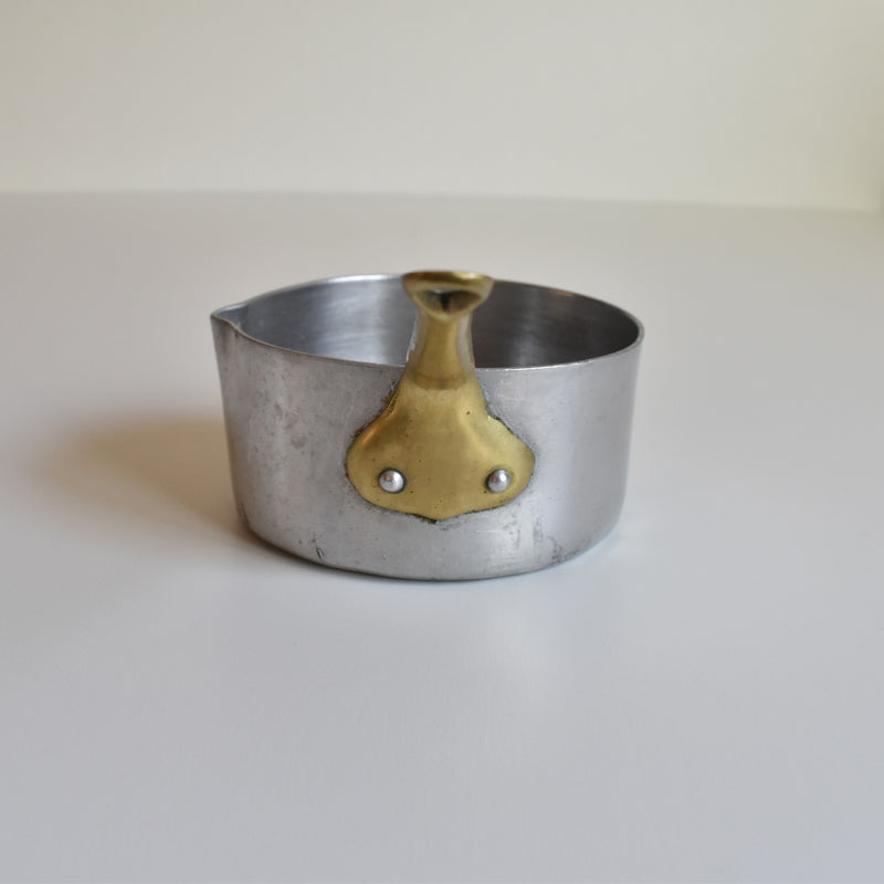 Vintage Aluminum Milk Pan with Brass Handle