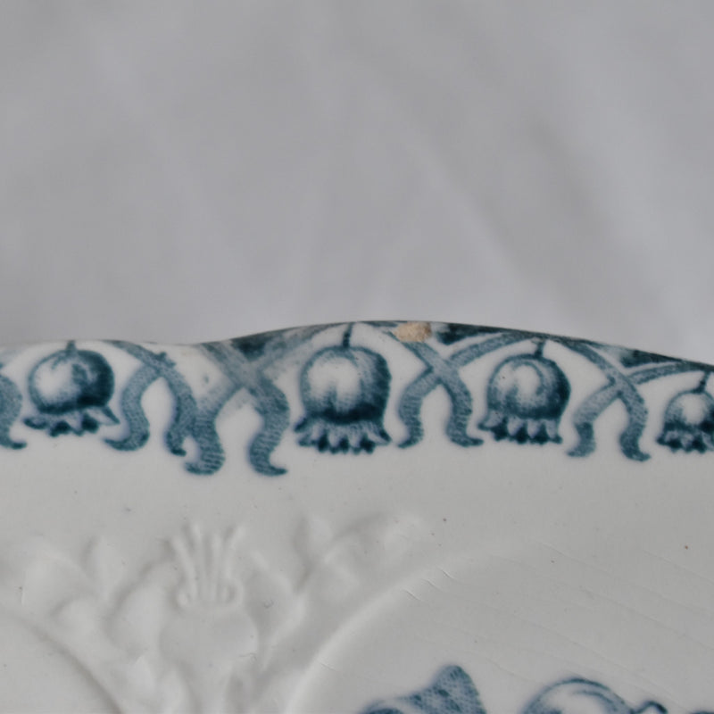 Antique Pedestal Plate, Longwy, Muguet (Lily of the Valley) A