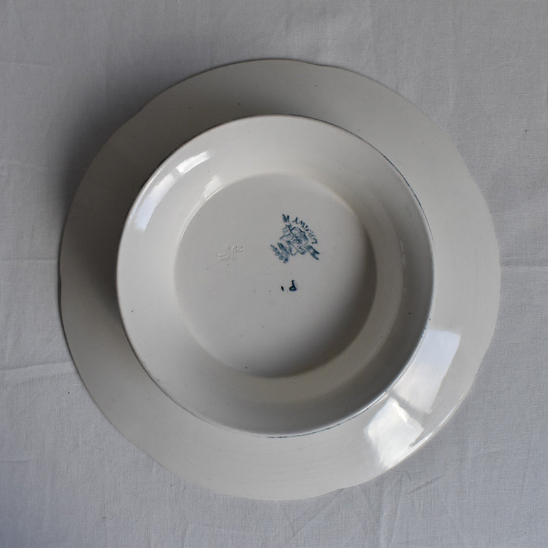 Antique Pedestal Plate, Longwy, Muguet (Lily of the Valley) A