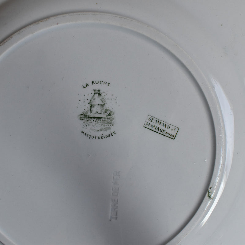 Antique Large Round Plate St. Amand & Hamage La Ruche