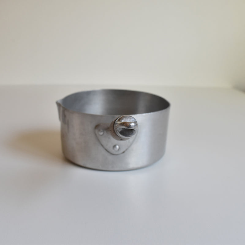 Vintage Aluminum Milk Pan with Wooden Handle