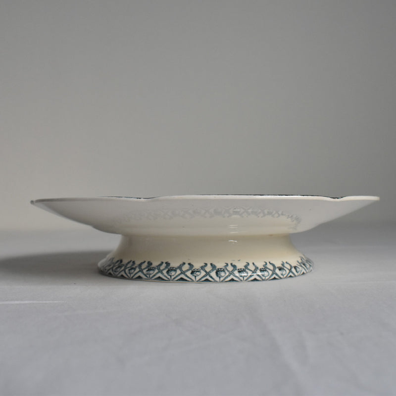 Antique Pedestal Plate, Longwy, Muguet (Lily of the Valley) A