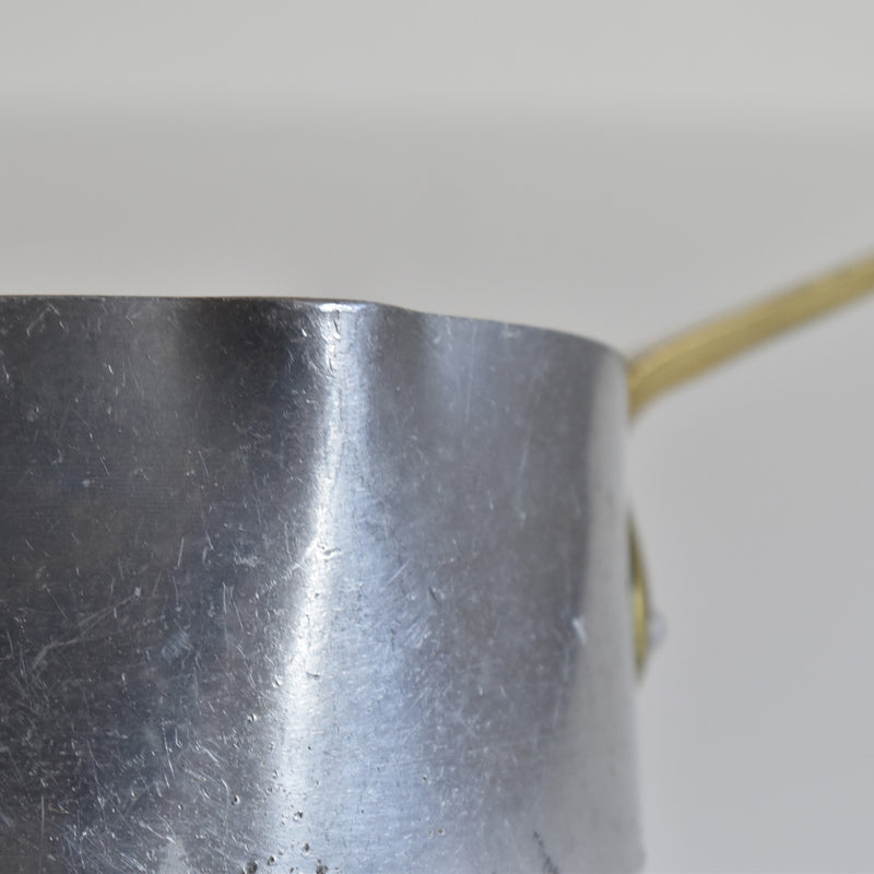 Vintage Aluminum Milk Pan with Brass Handle