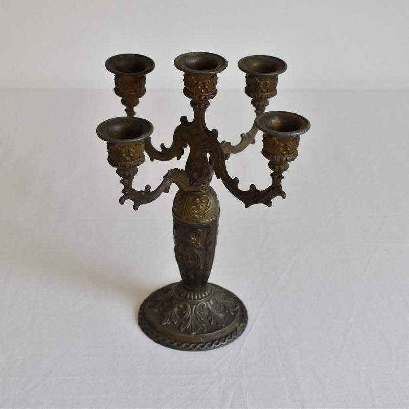 Vintage Brass 5-Arm Candelabra A
