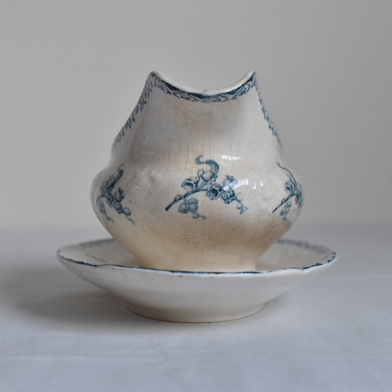 Antique Sauce Boat - Longwy Muguet (Lily of the Valley)