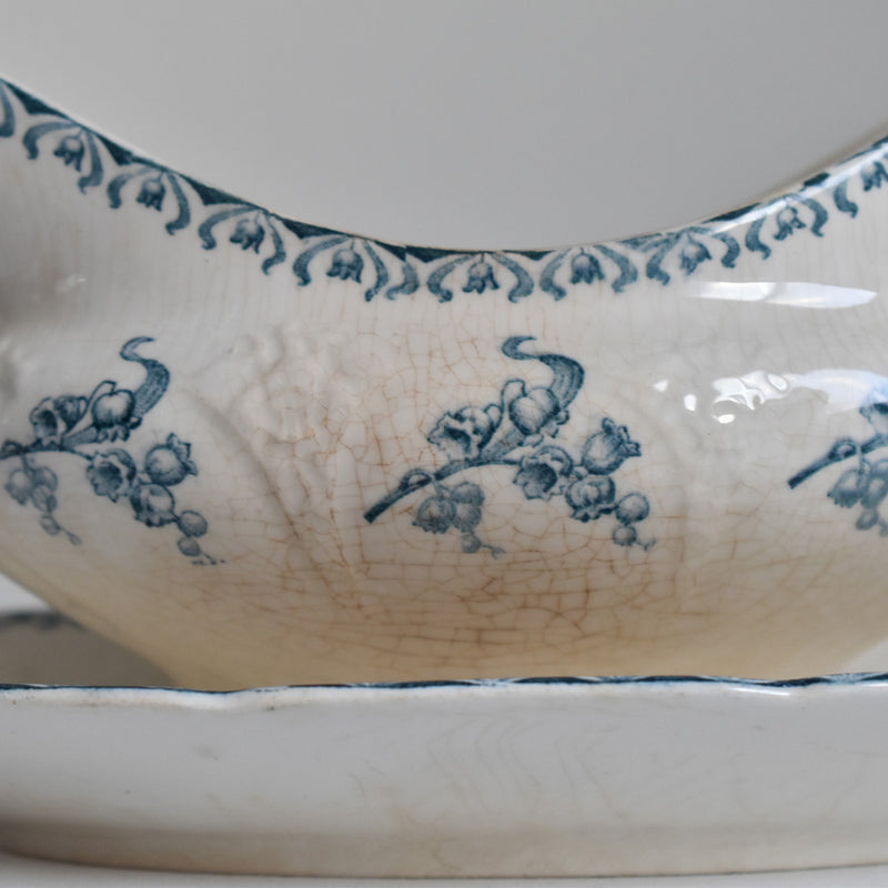 Antique Sauce Boat - Longwy Muguet (Lily of the Valley)