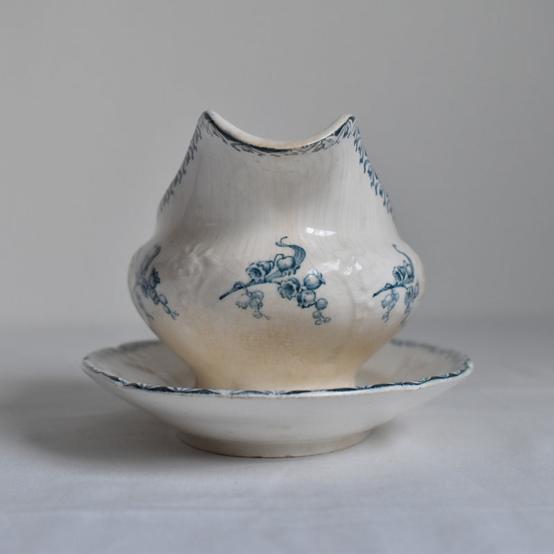Antique Sauce Boat - Longwy Muguet (Lily of the Valley)