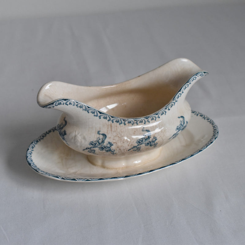 Antique Sauce Boat - Longwy Muguet (Lily of the Valley)