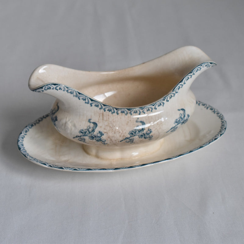 Antique Sauce Boat - Longwy Muguet (Lily of the Valley)