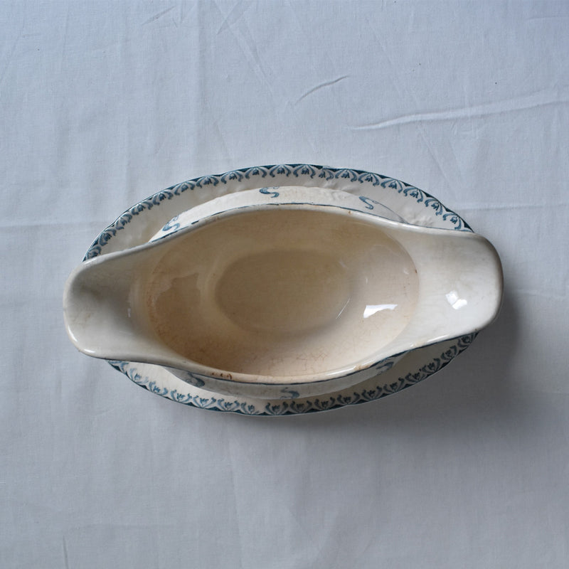 Antique Sauce Boat - Longwy Muguet (Lily of the Valley)