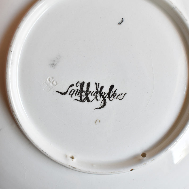 Antique decorative plate U&C Sarreguemines Les Ecolières Iles de Croix