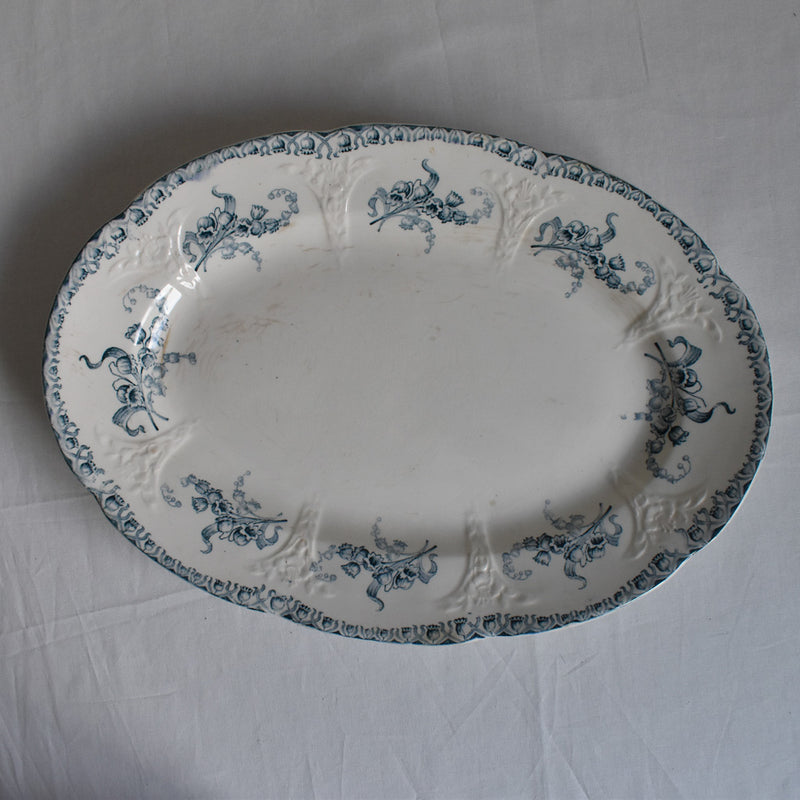 Antique Oval Platter Longwy Muguet (Lily of the Valley)
