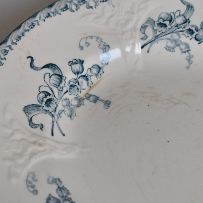 Antique Oval Platter Longwy Muguet (Lily of the Valley)