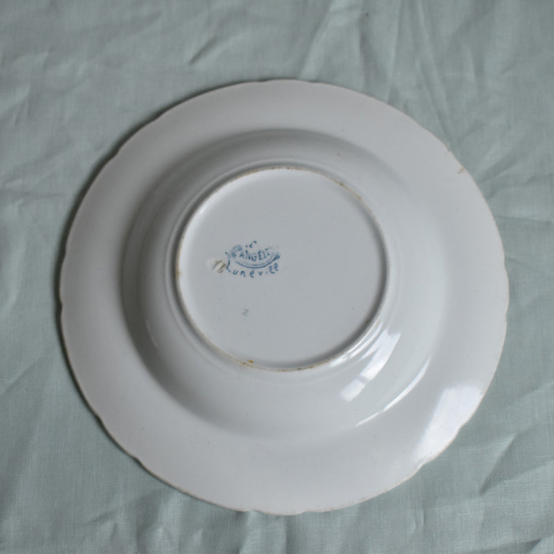 Antique deep plate Luneville Angèle E