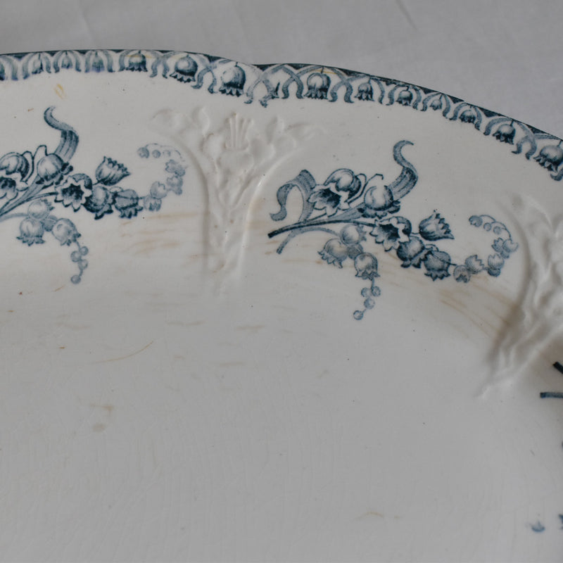 Antique Oval Platter Longwy Muguet (Lily of the Valley)