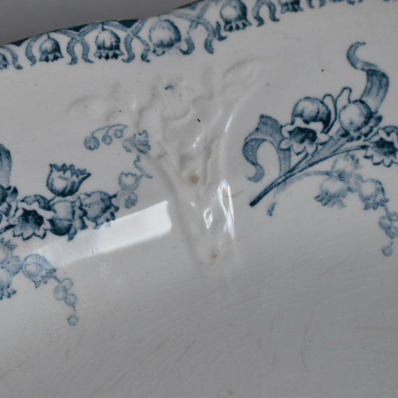 Antique Oval Platter Longwy Muguet (Lily of the Valley)