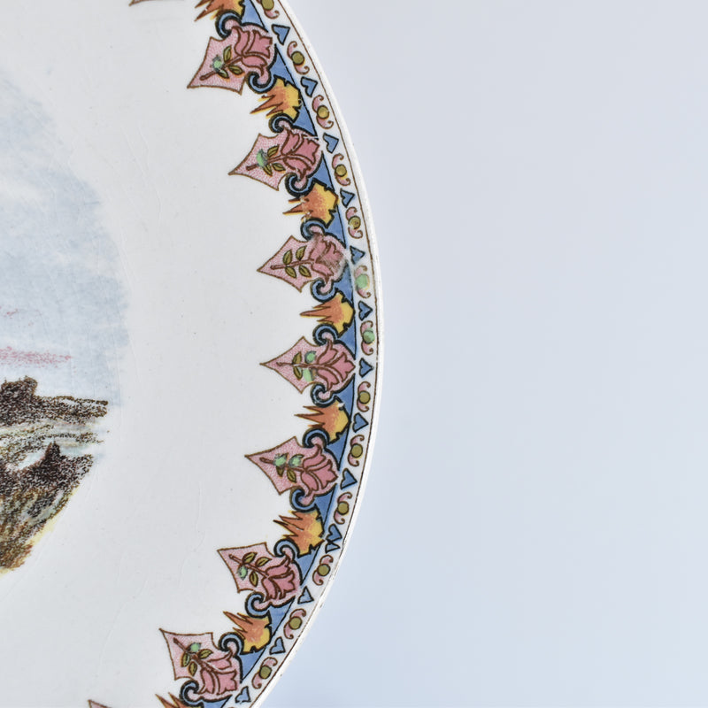 Antique decorative plate U&C Sarreguemines Les Ecolières Iles de Croix