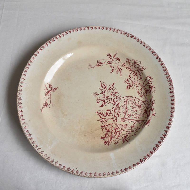 Antique Large Round Plate, Saint-Amand, A. Lebacqz & M. Bouchart (large)