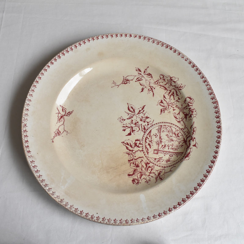 Antique Large Round Plate, Saint-Amand, A. Lebacqz & M. Bouchart (large)