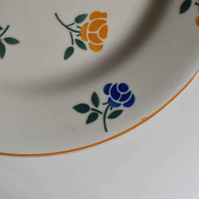 Vintage pedestal plate Creil-Montereau Printemps