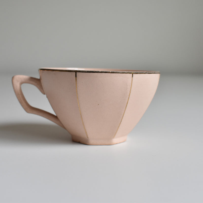 Vintage Coffee Cup Digoin & Sarreguemines Octogonal Gold A