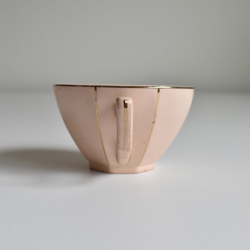Vintage Coffee Cup Digoin & Sarreguemines Octogonal Gold A