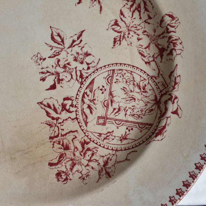 Antique Large Round Plate, Saint-Amand, A. Lebacqz & M. Bouchart (large)