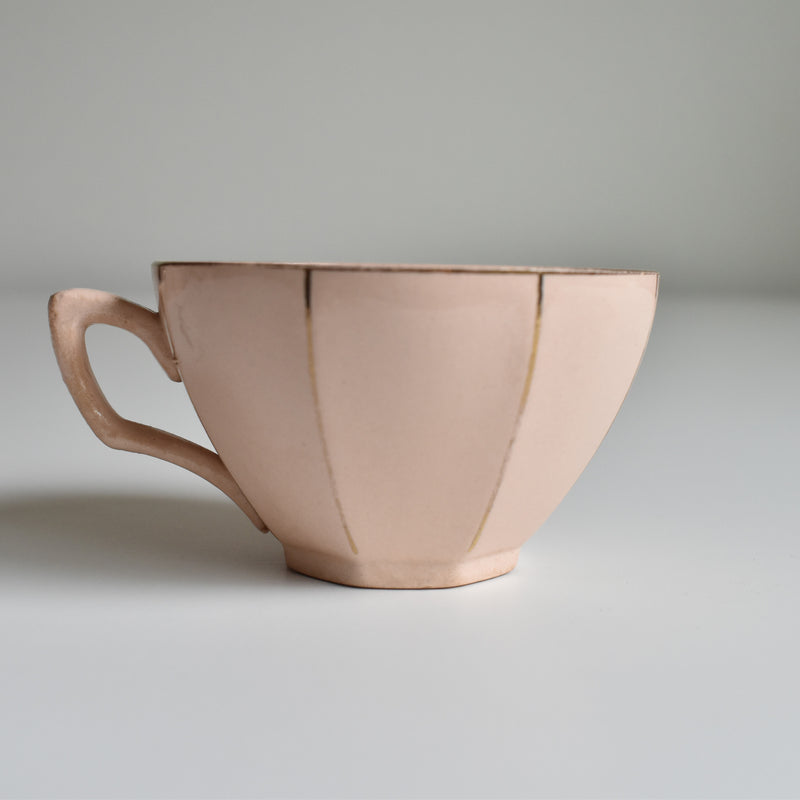 Vintage Coffee Cup, Digoin & Sarreguemines Octagonal Gold B