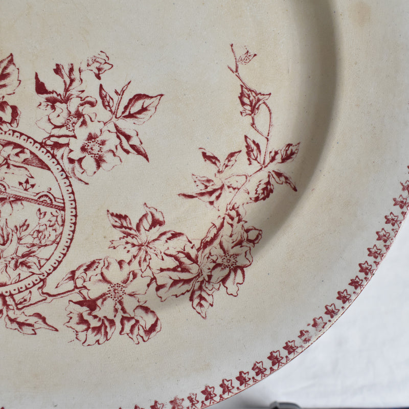 Antique Large Round Plate, Saint-Amand, A. Lebacqz & M. Bouchart (large)