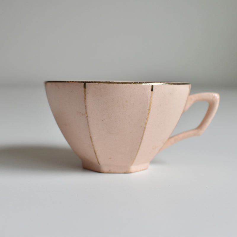 Vintage Coffee Cup Digoin & Sarreguemines Octogonal Gold C