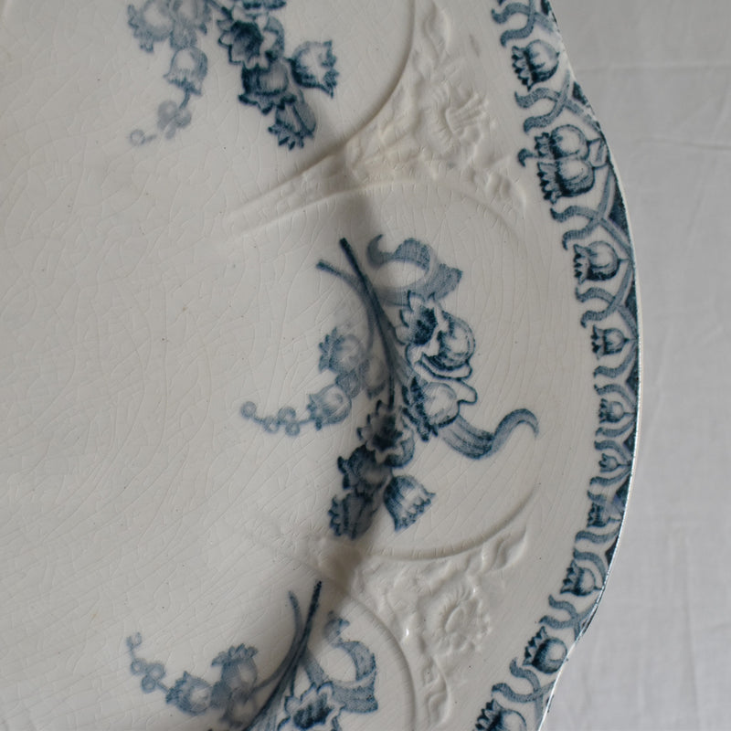 Antique Dessert Plate, Longwy, Muguet (Lily of the Valley), H