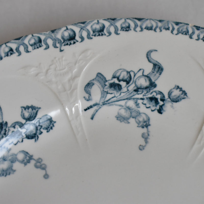 Antique Dessert Plate, Longwy Muguet (Lily of the Valley) B