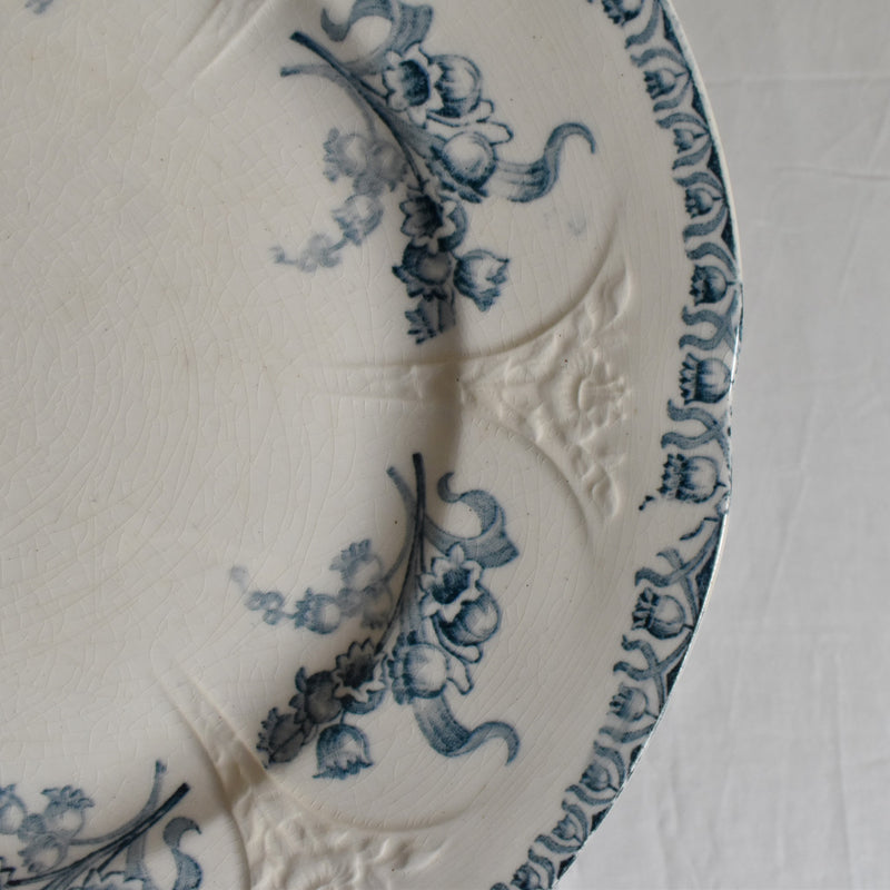 Antique Dessert Plate, Longwy, Muguet (Lily of the Valley), H