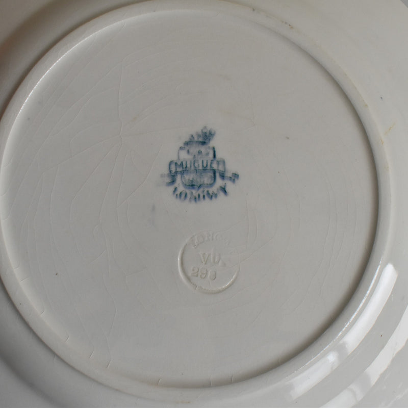 Antique dessert plate, Longwy Muguet (lily of the valley) G