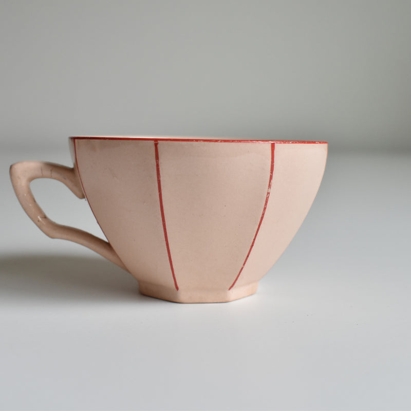 Vintage Coffee Cup Digoin & Sarreguemines Octogonal Red D