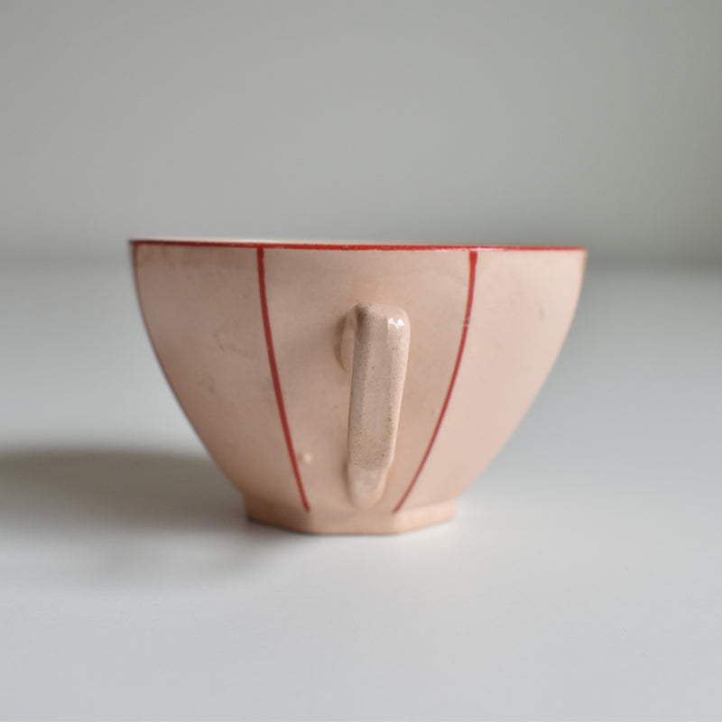 Vintage Coffee Cup Digoin & Sarreguemines Octogonal Red D