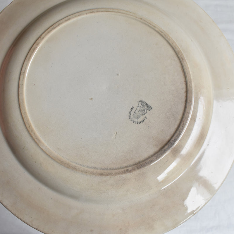 Antique Round Large Plate, Saint-Amand, A. Lebacqz & M. Bouchart (Small)