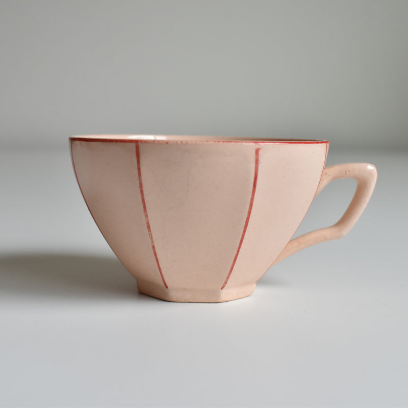 Vintage Coffee Cup Digoin & Sarreguemines Octogonal Red C