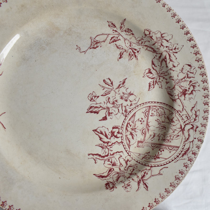 Antique Round Large Plate, Saint-Amand, A. Lebacqz & M. Bouchart (Small)