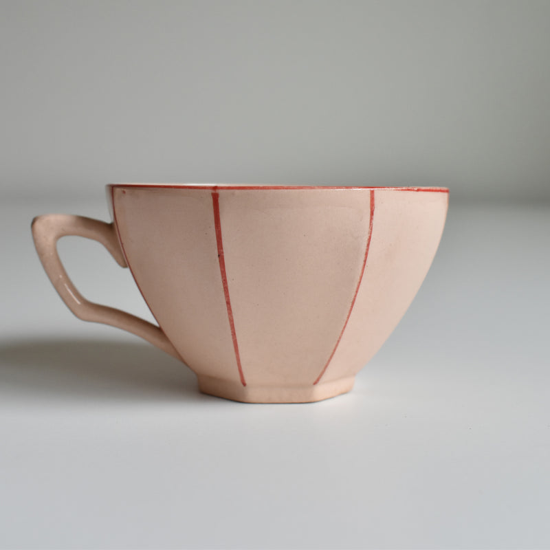 Vintage Coffee Cup Digoin & Sarreguemines Octogonal Red C