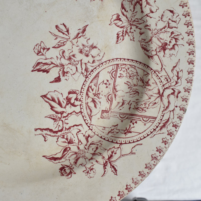 Antique Round Large Plate, Saint-Amand, A. Lebacqz & M. Bouchart (Small)
