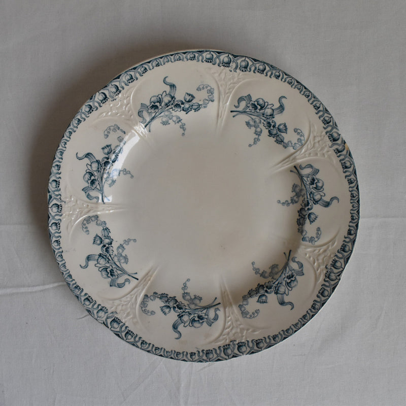 Antique Plate, Longwy, Muguet (Lily of the Valley) A