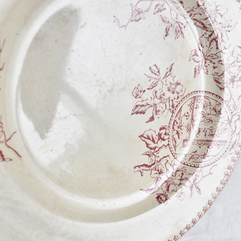 Antique Round Large Plate, Saint-Amand, A. Lebacqz & M. Bouchart (Small)