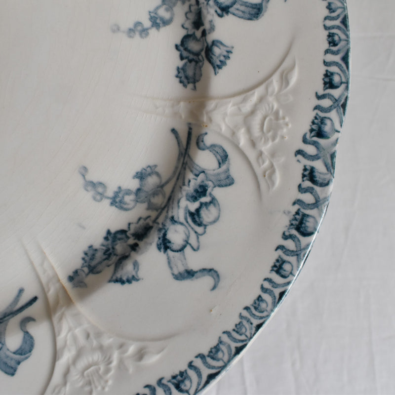 Antique dessert plate, Longwy Muguet (lily of the valley) G